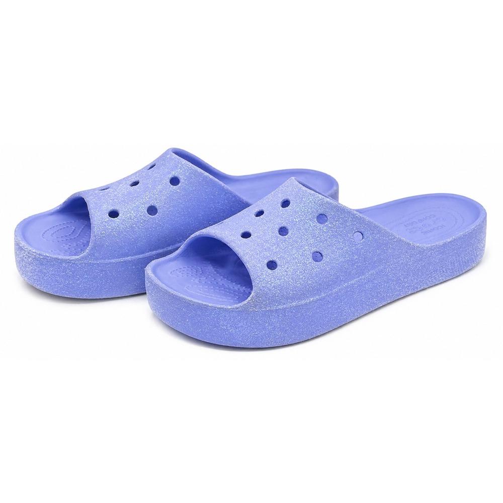 Crocs Classic Platform Glitter Slide Women's Size 10 Moon Jelly Purple Sandals